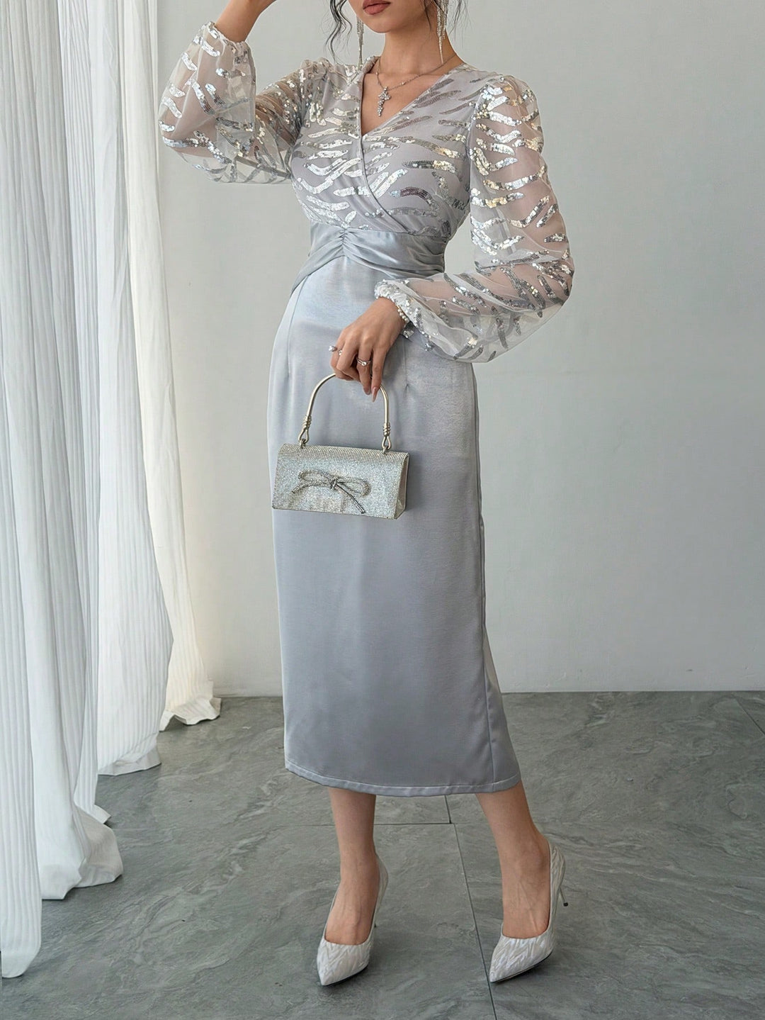 Rochie mini SHEIN, argintiu