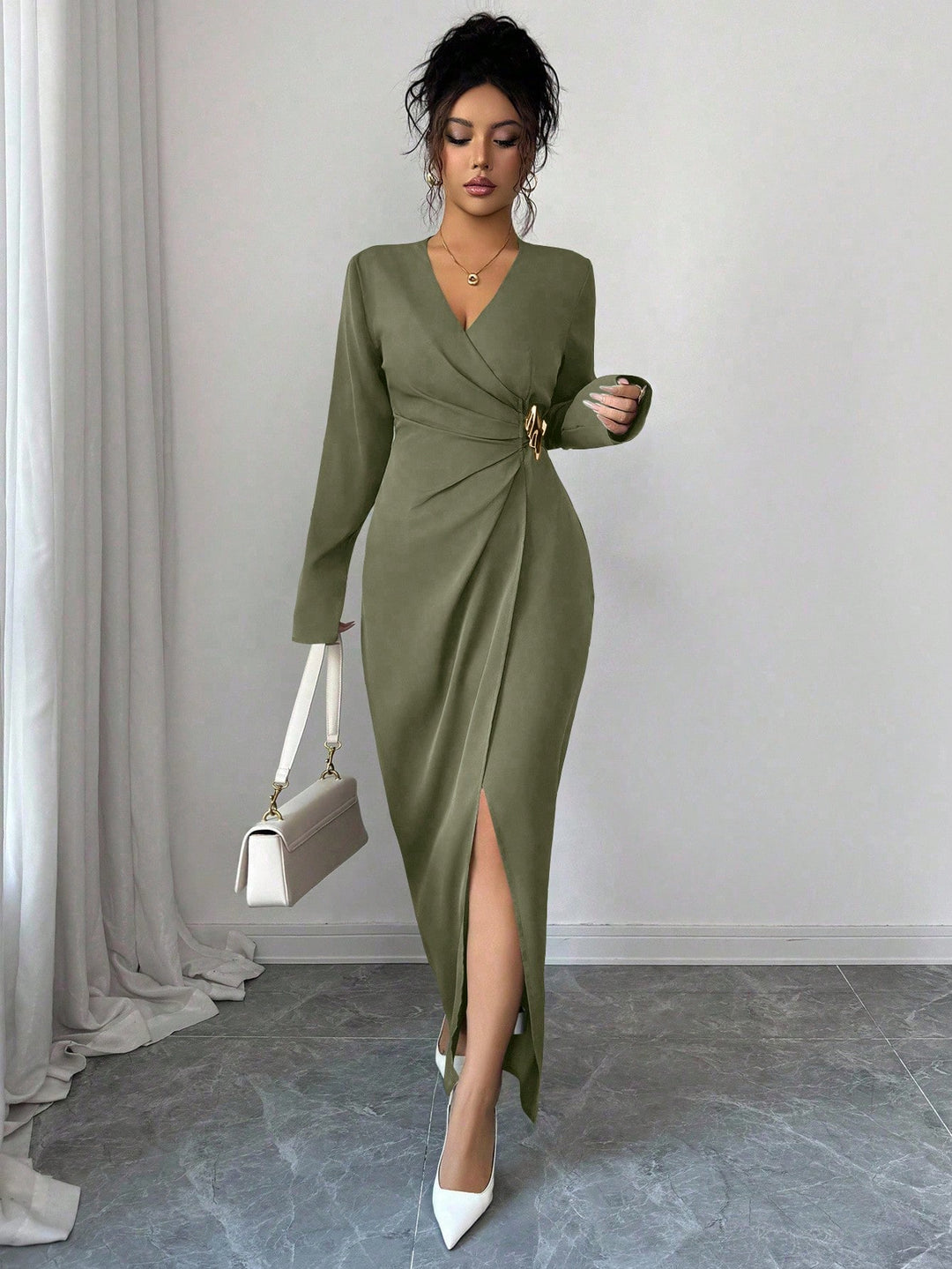 Rochie maxi SHEIN, kaki