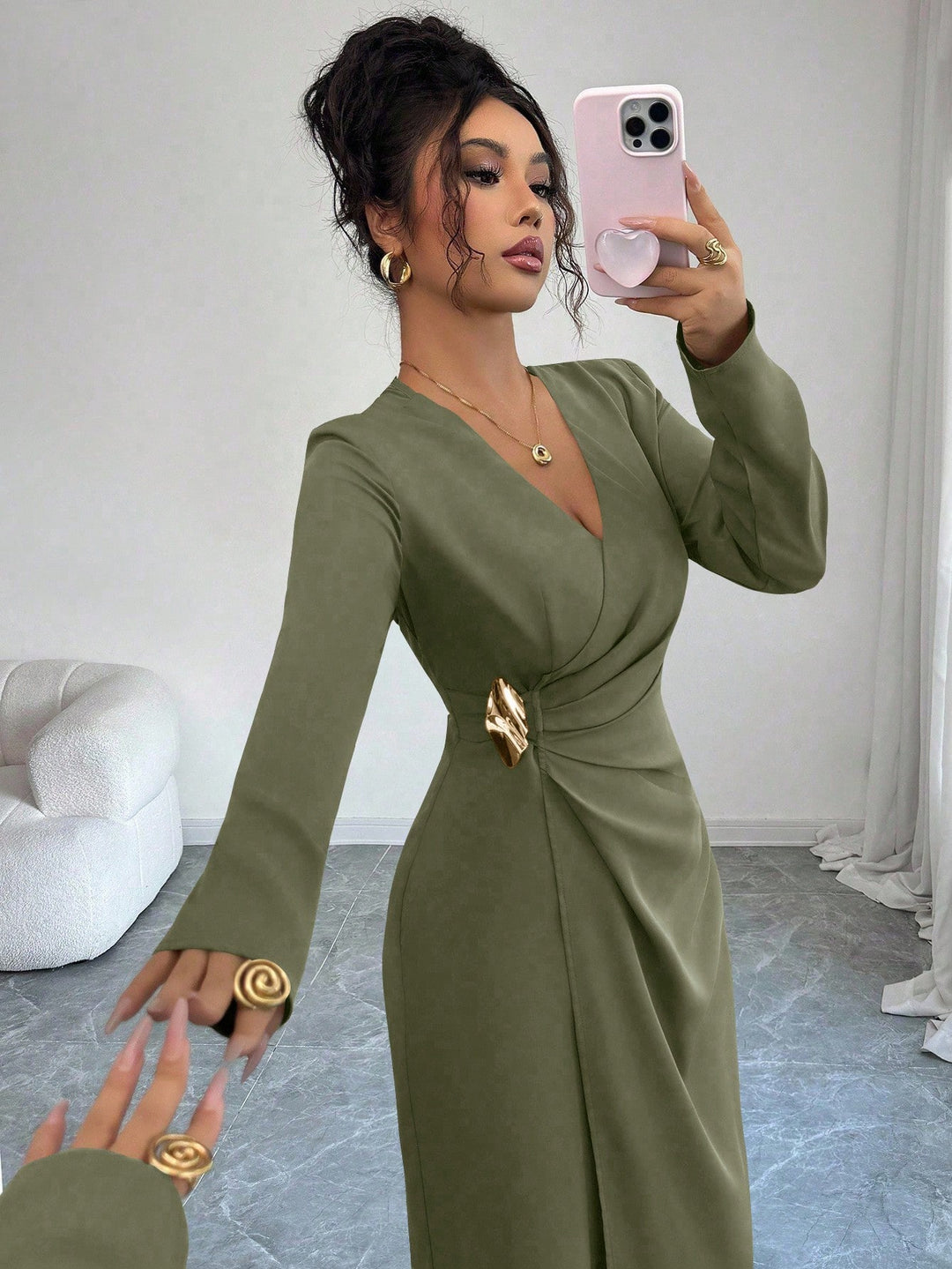 Rochie maxi SHEIN, kaki
