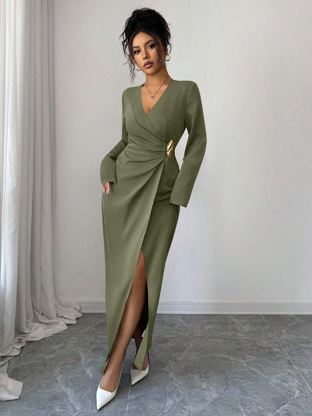 Rochie maxi SHEIN, kaki