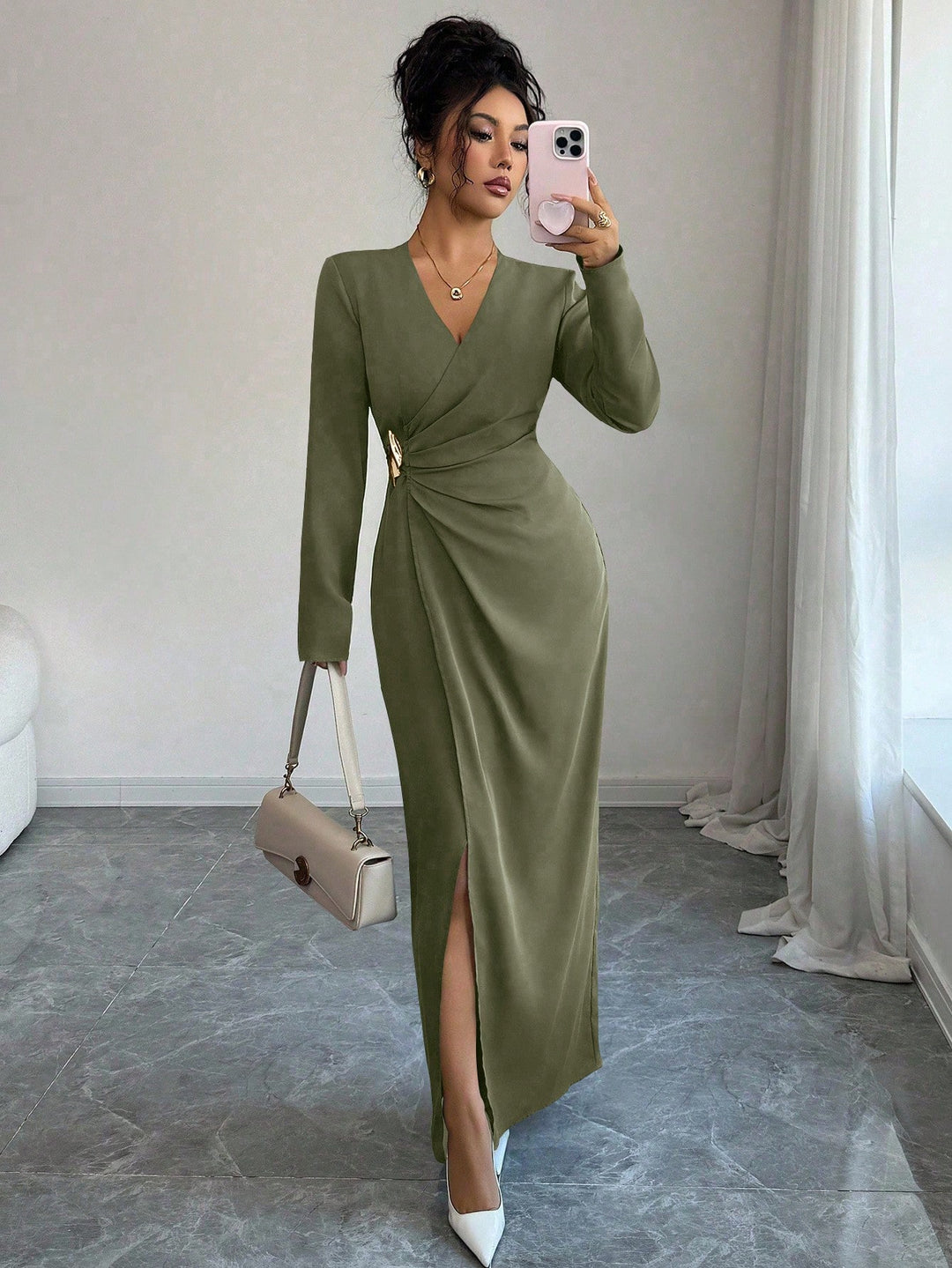Rochie maxi SHEIN, kaki