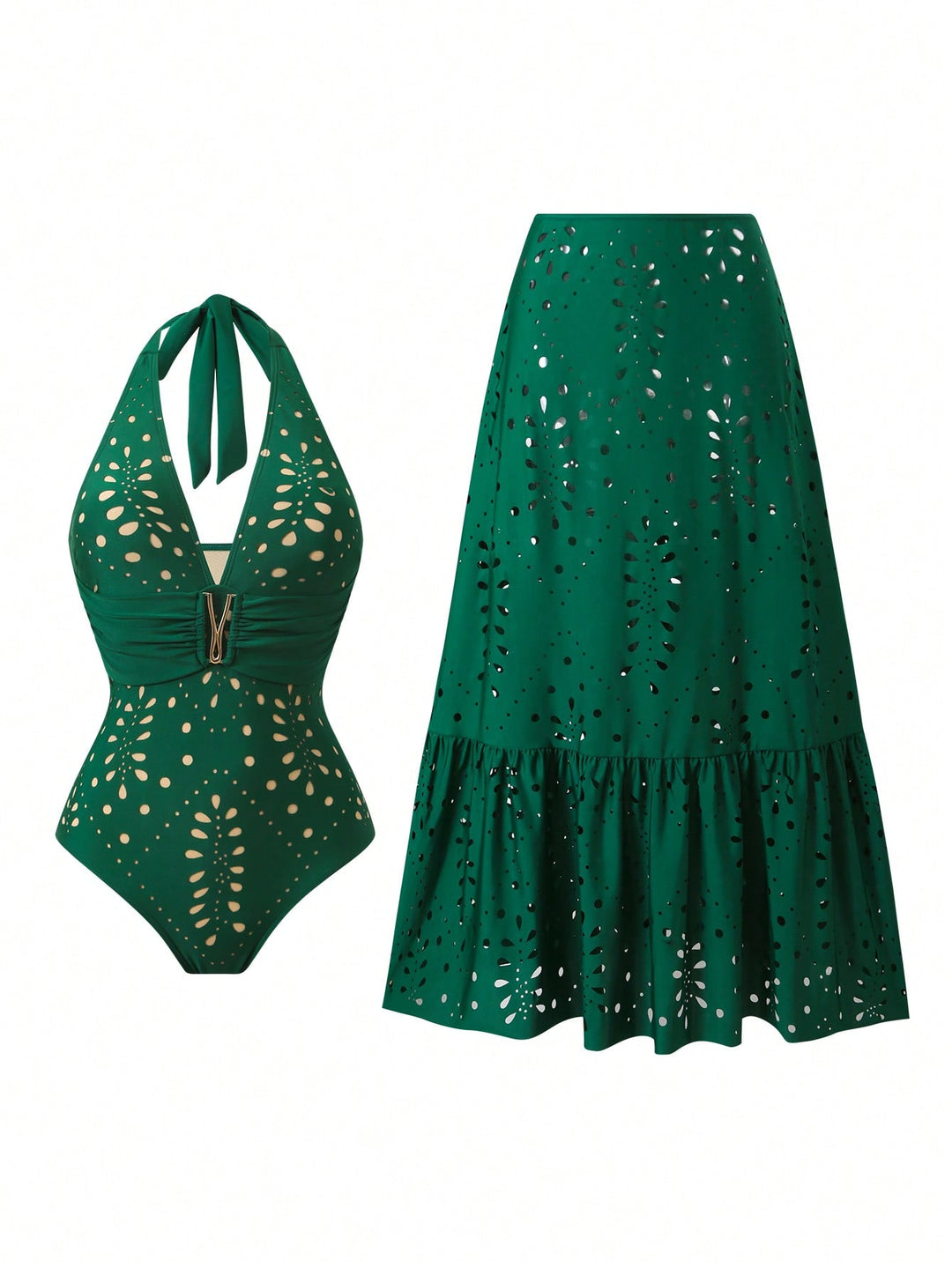 Costum de baie SHEIN, verde