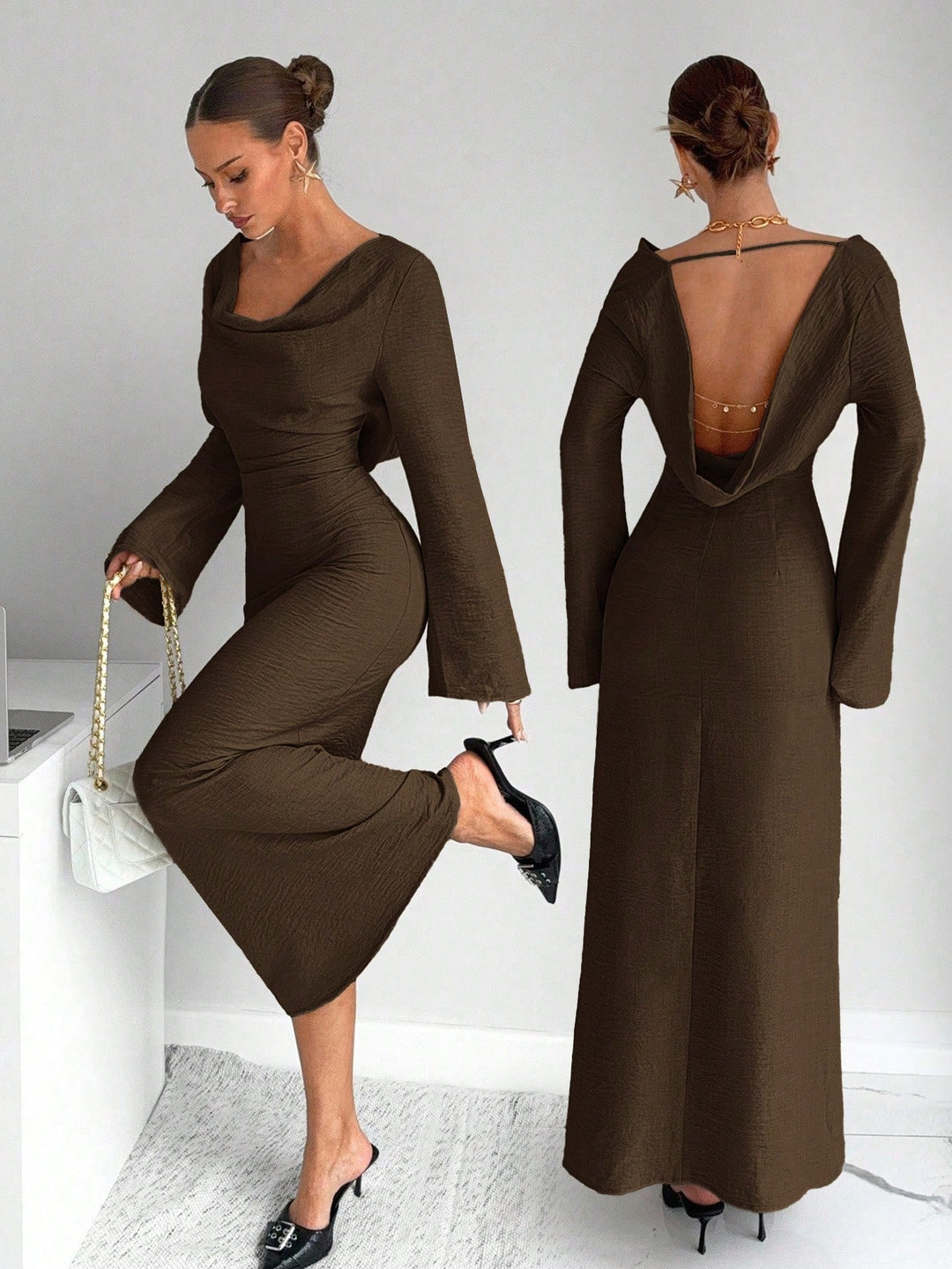 Rochie maxi SHEIN, maro