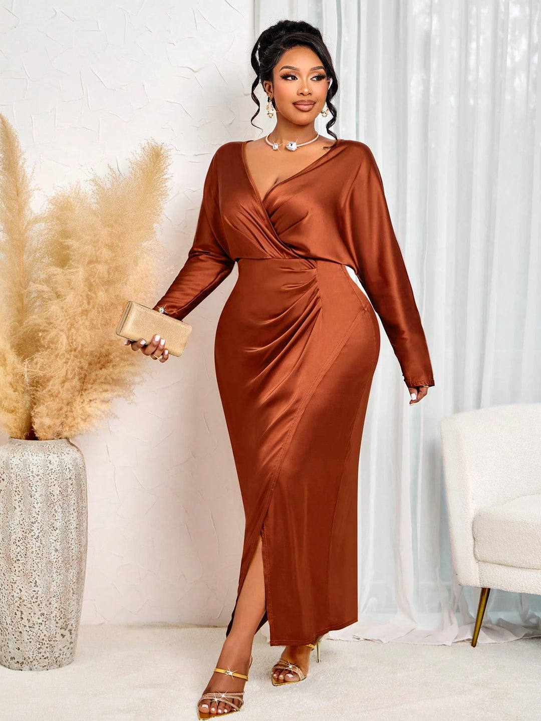 Rochie maxi SHEIN, maro