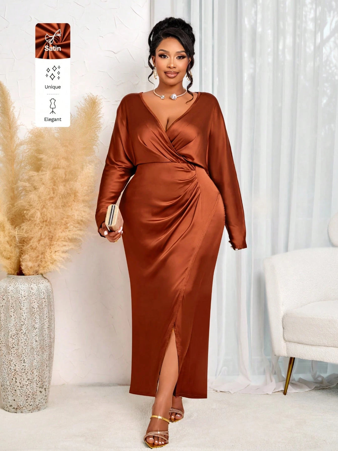 Rochie maxi SHEIN, maro