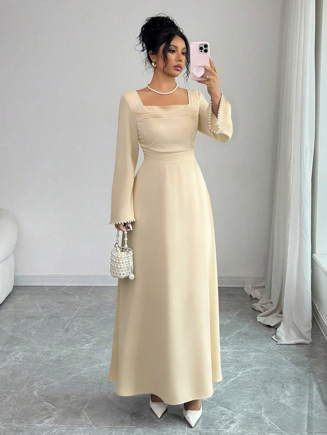 Rochie maxi SHEIN, crem