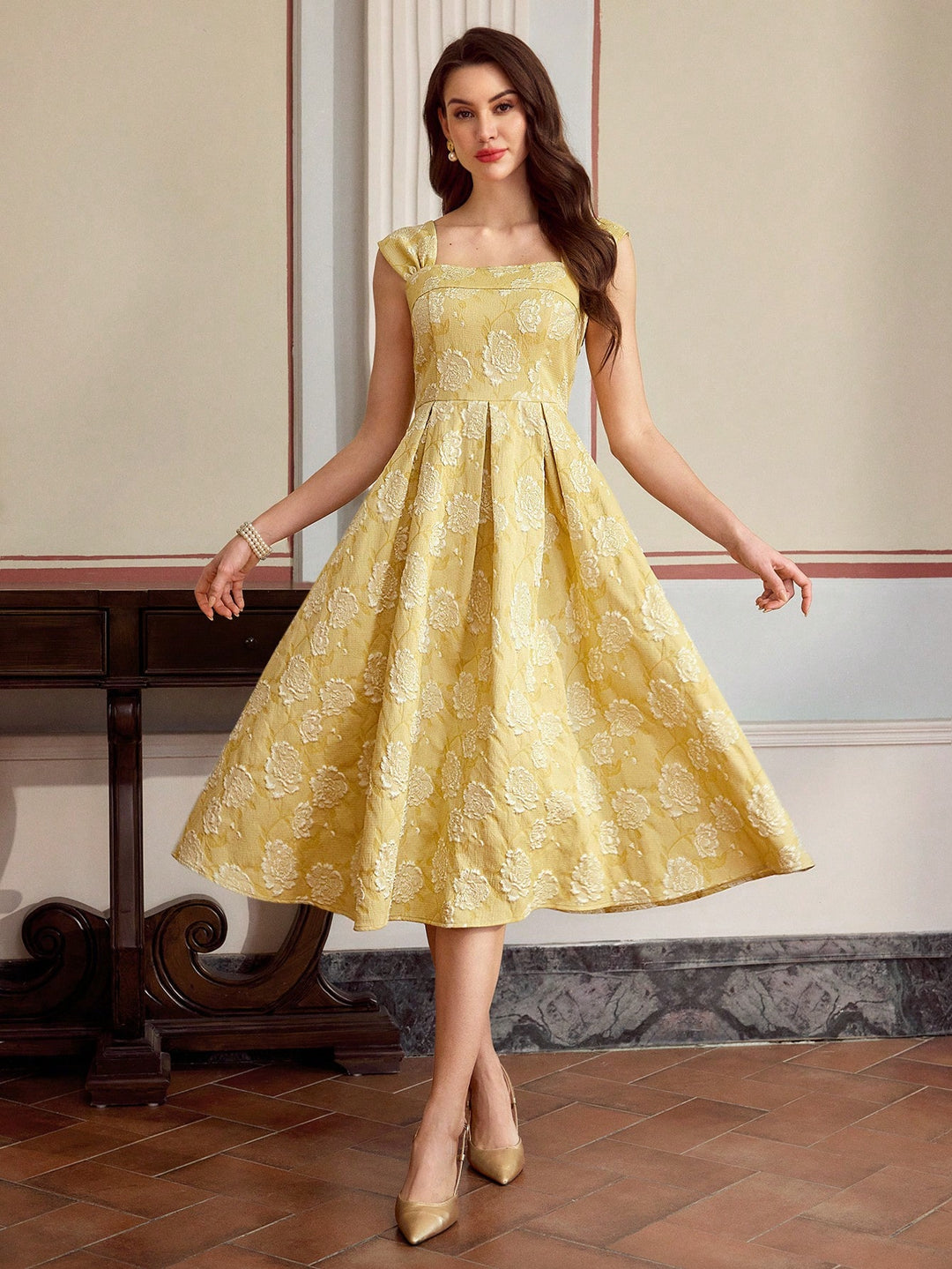 Rochie midi SHEIN, galben