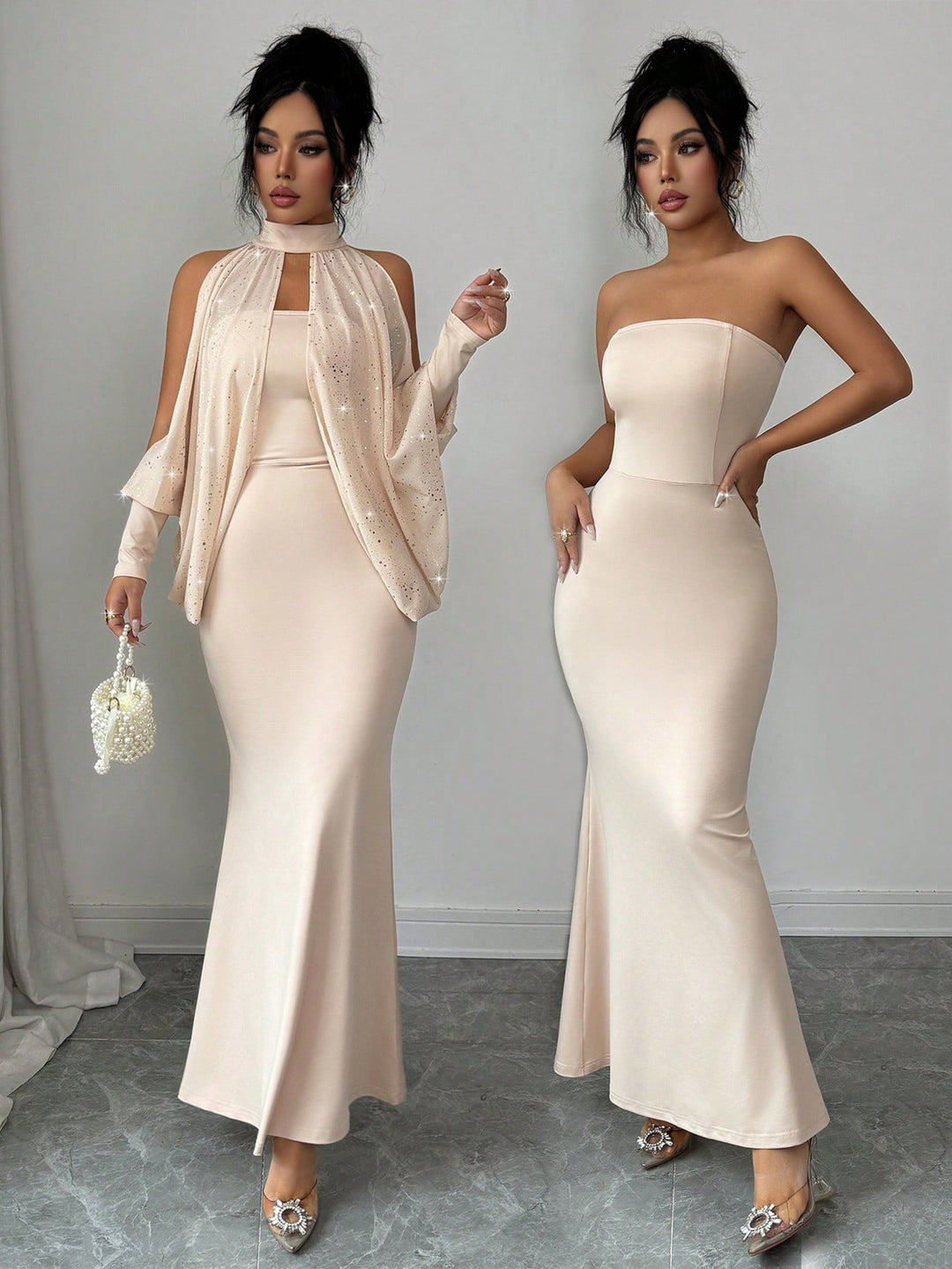 Rochie maxi SHEIN, bej