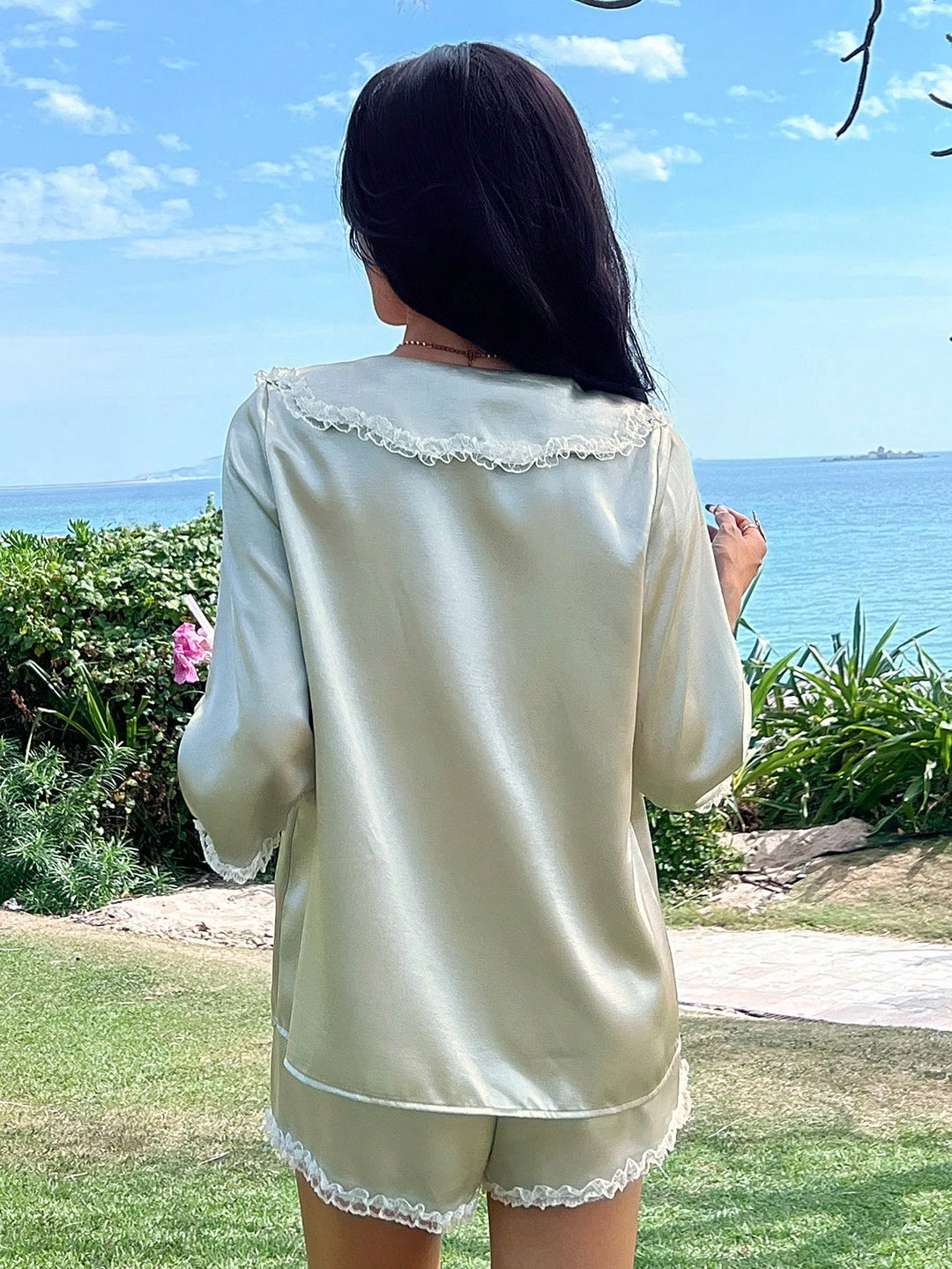 Compleu pijamale SHEIN, verde