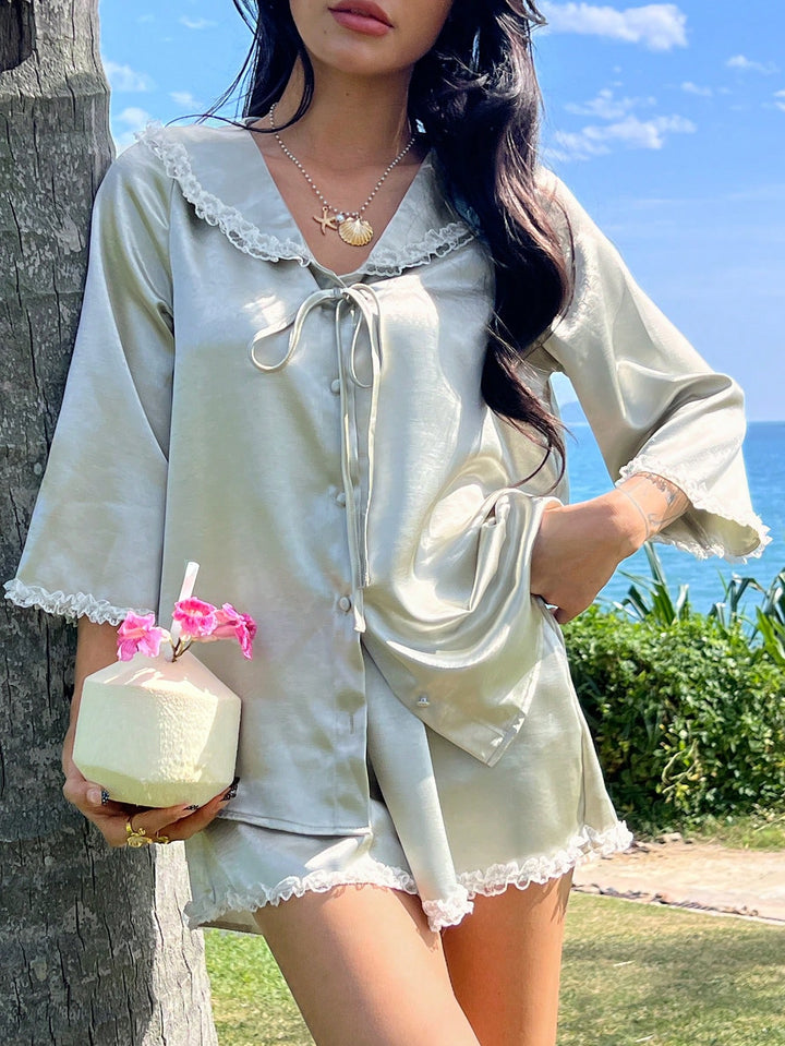 Compleu pijamale SHEIN, verde