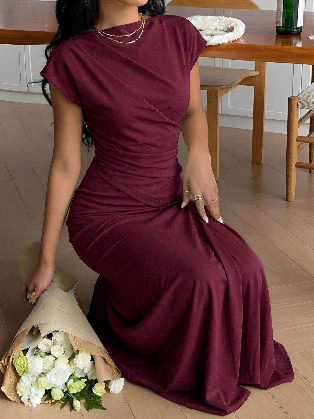 Rochie midi SHEIN, vișiniu