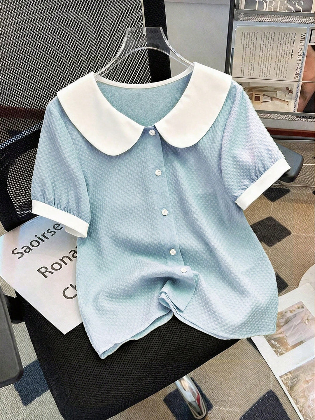 Cămașă tip bluza SHEIN, albastru