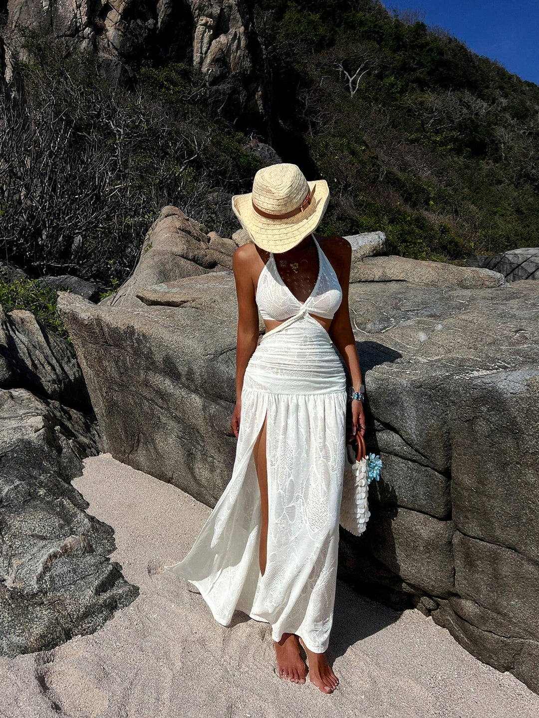 Rochie de plaja SHEIN, crem