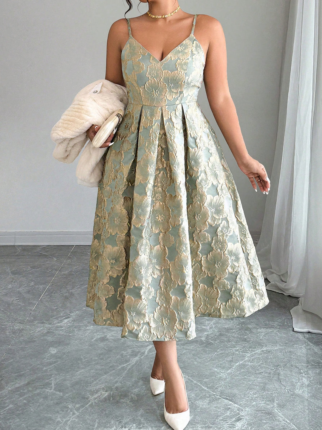 Rochie midi SHEIN, verde