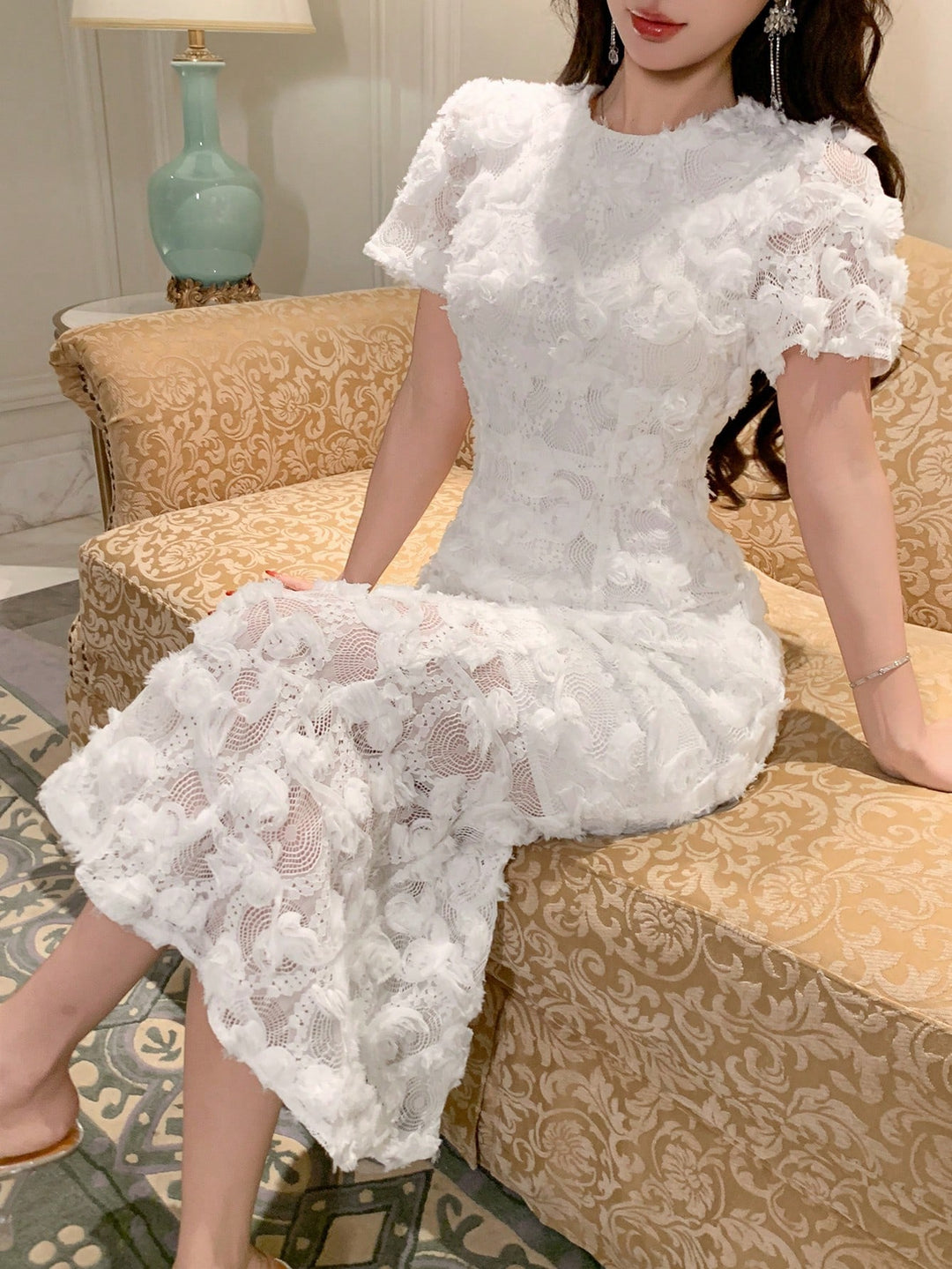 Rochie midi SHEIN, alb