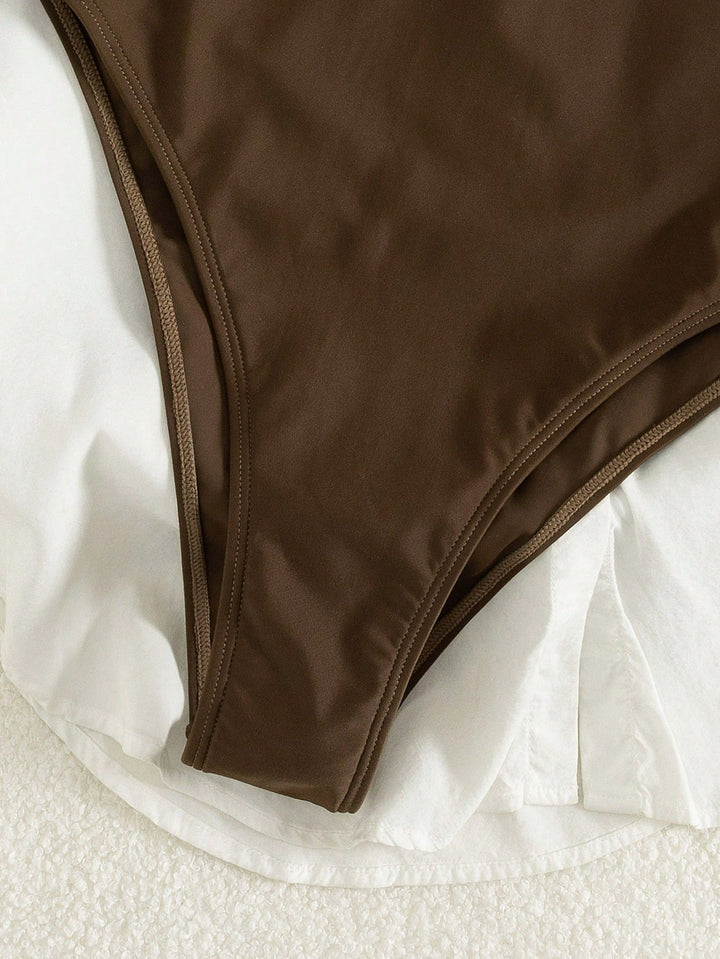 Costum de baie SHEIN, maro