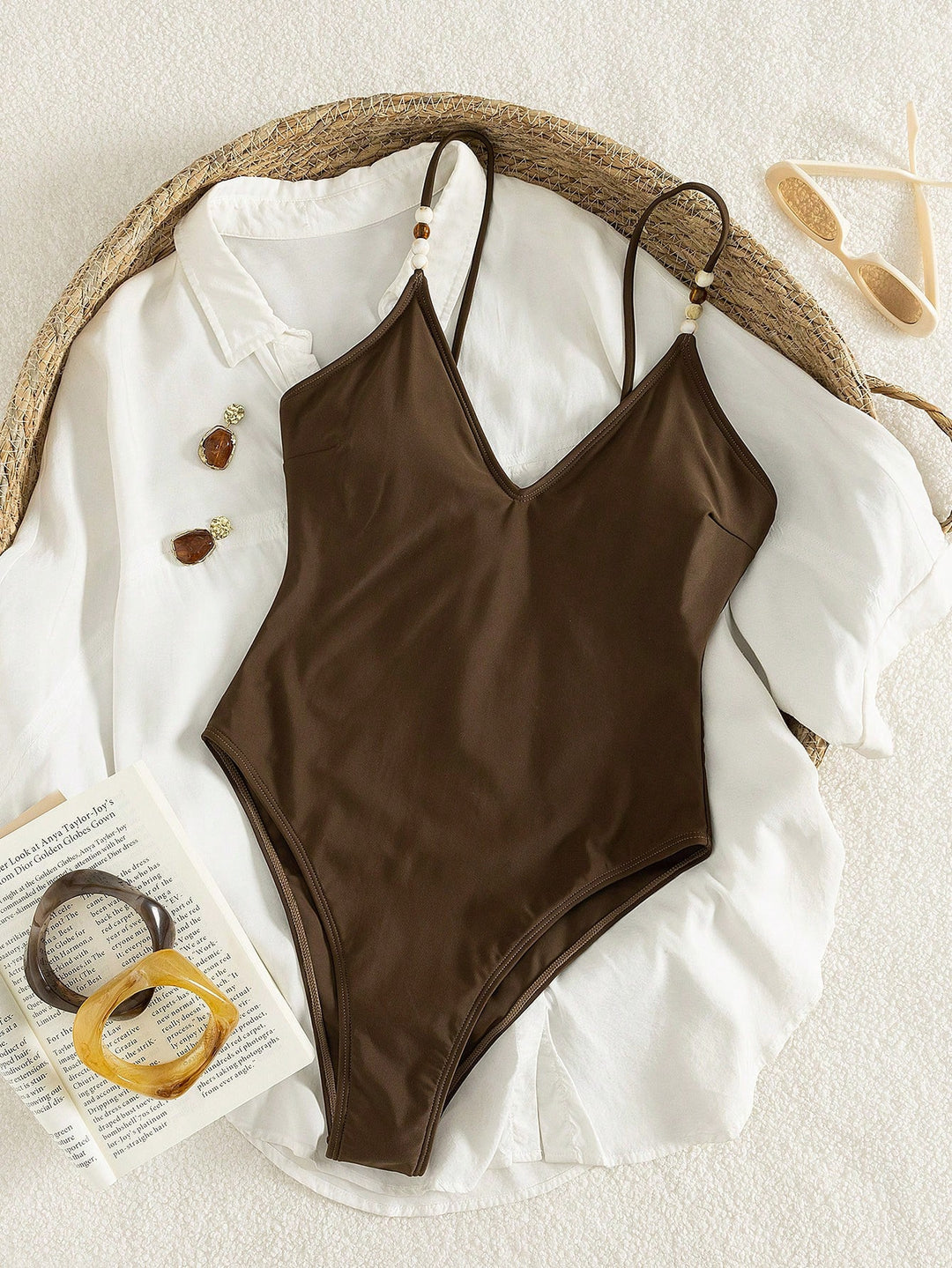 Costum de baie SHEIN, maro