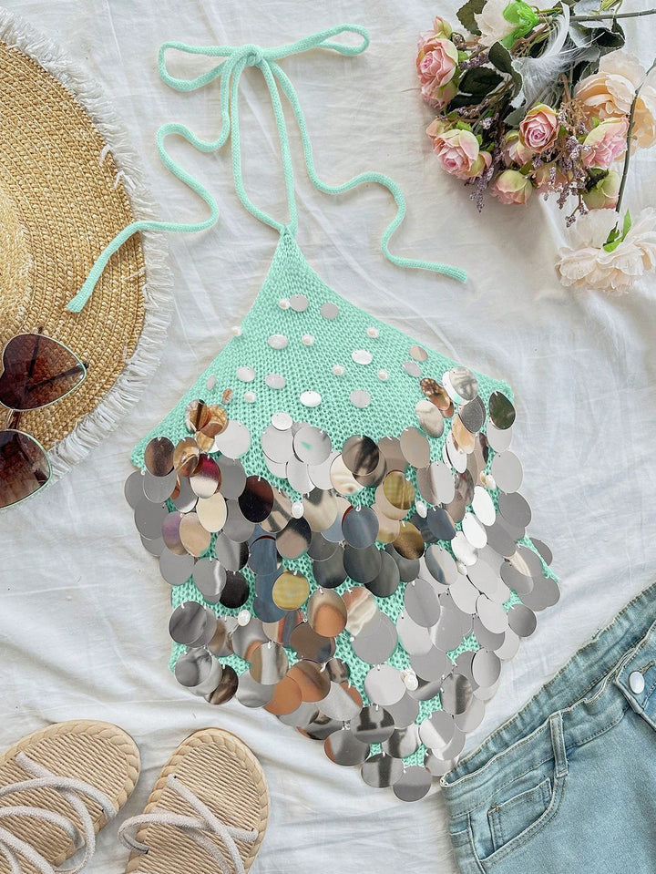 Top tricotat SHEIN, verde