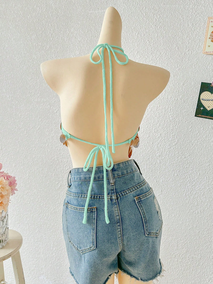Top tricotat SHEIN, verde