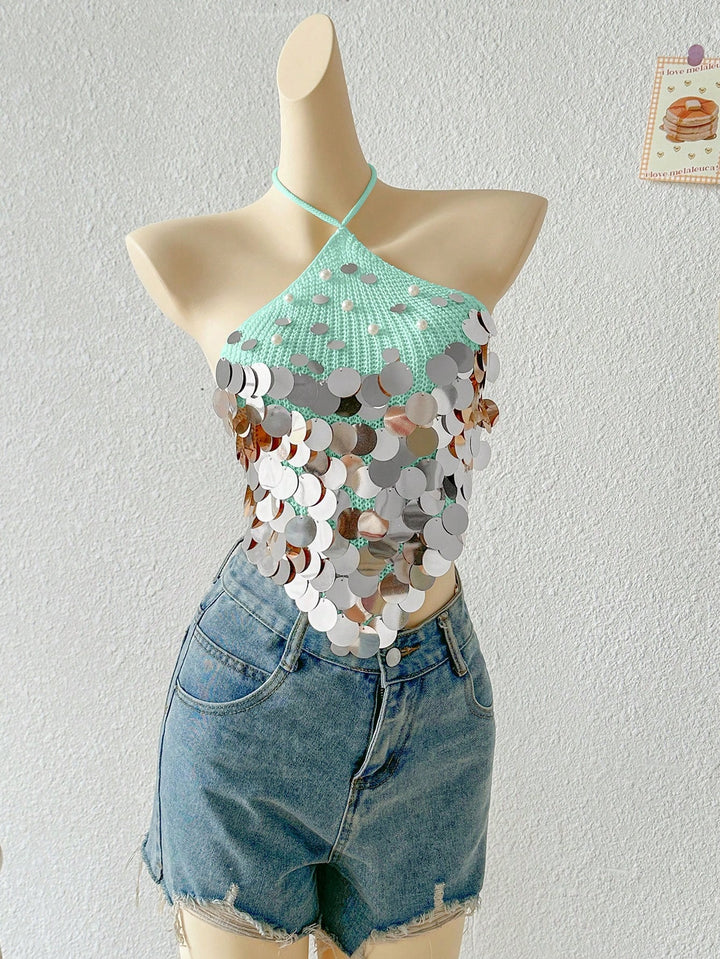 Top tricotat SHEIN, verde