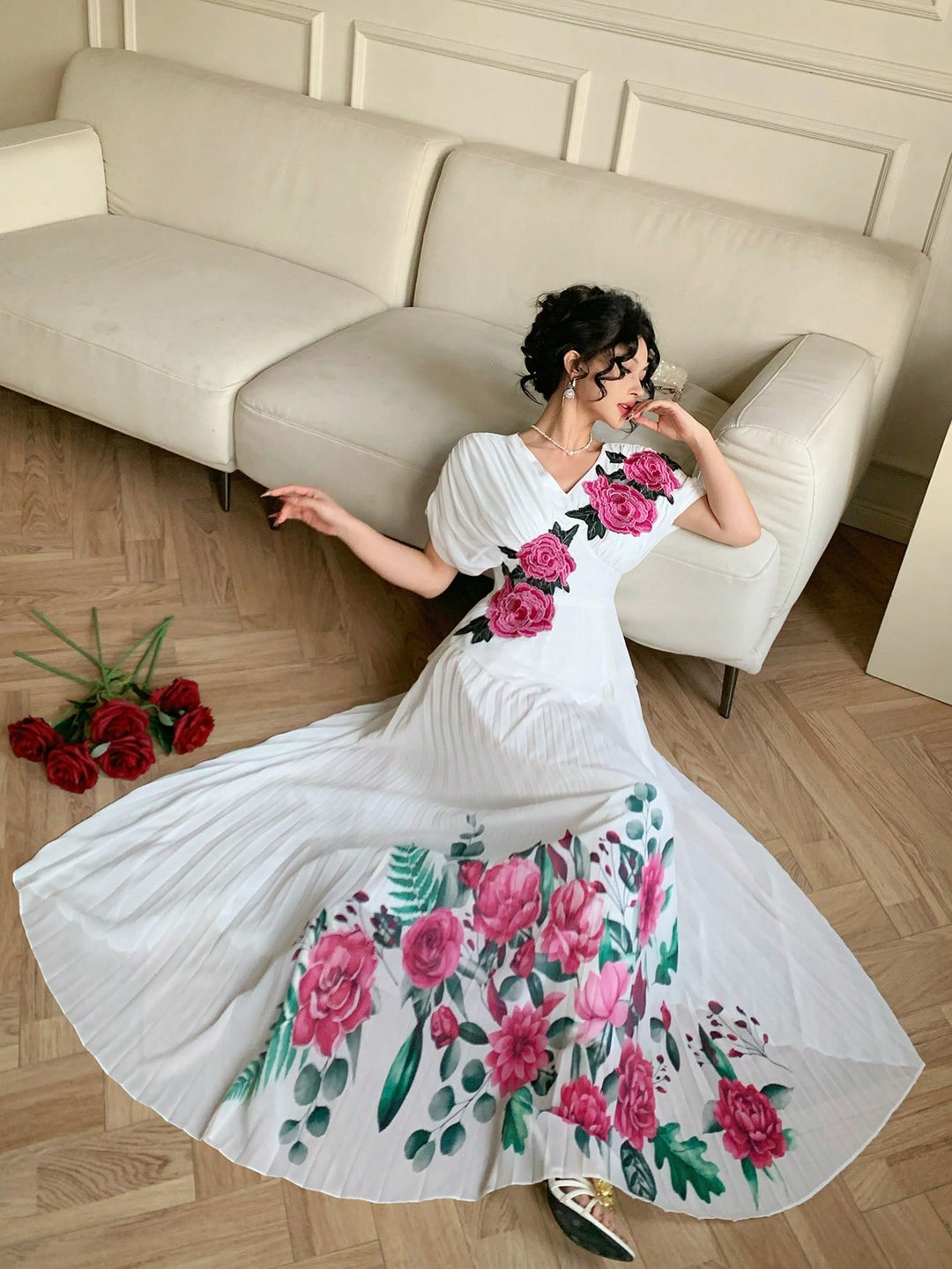 Rochie maxi SHEIN, alb
