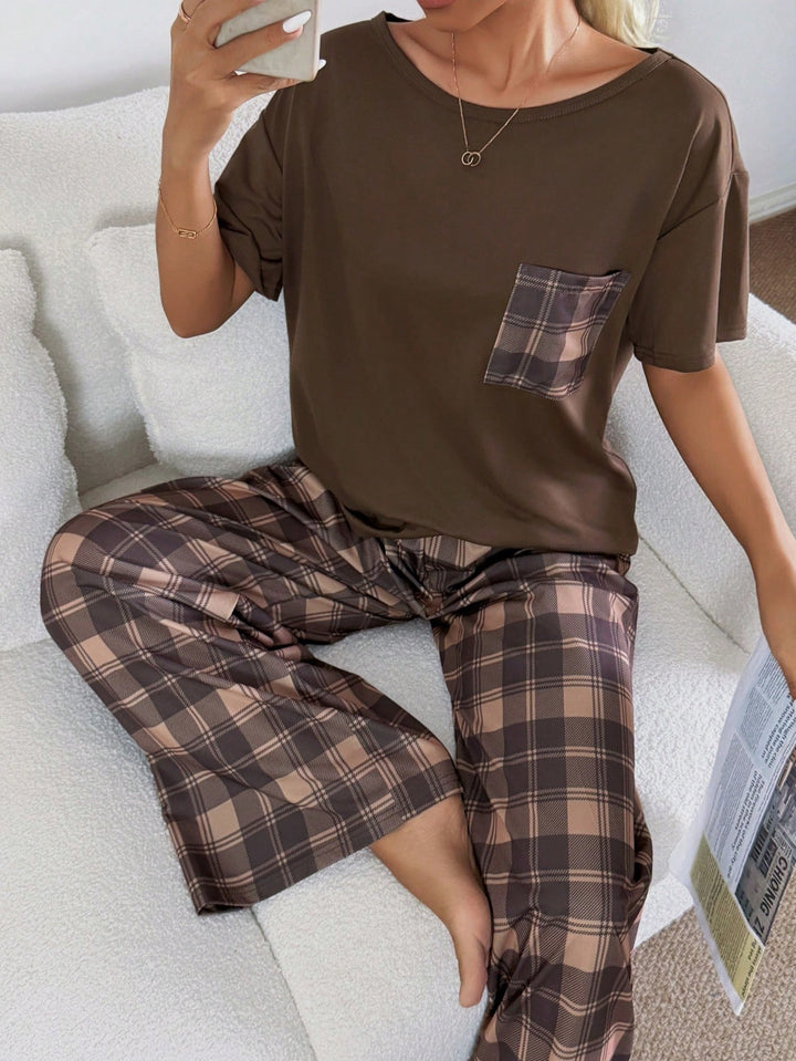 Set pijamale SHEIN, maro