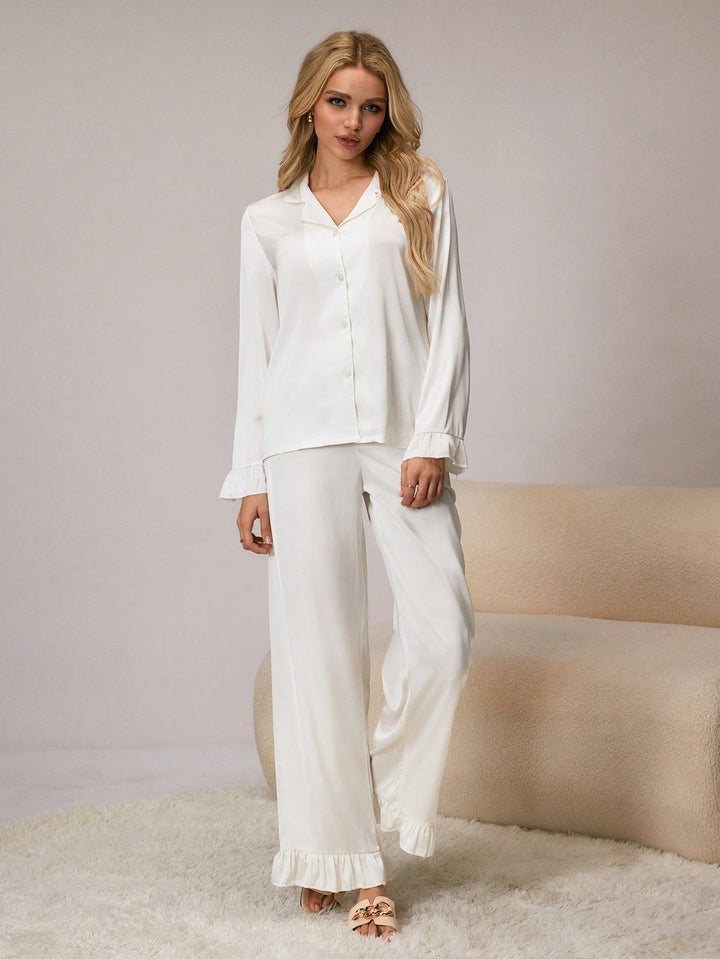 Compleu pijamale SHEIN, crem
