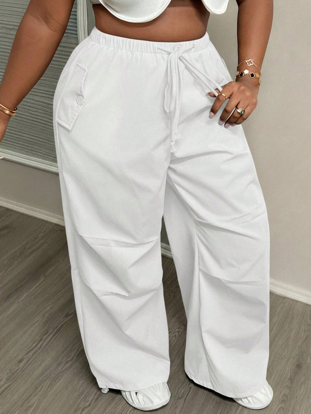 Pantaloni SHEIN, alb