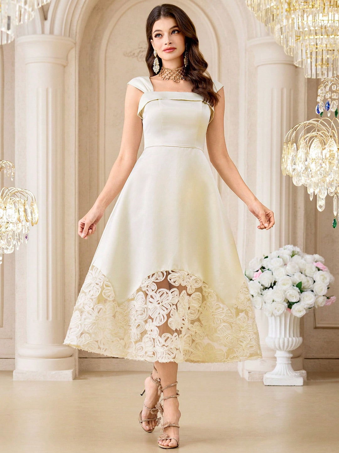 Rochie midi SHEIN, bej