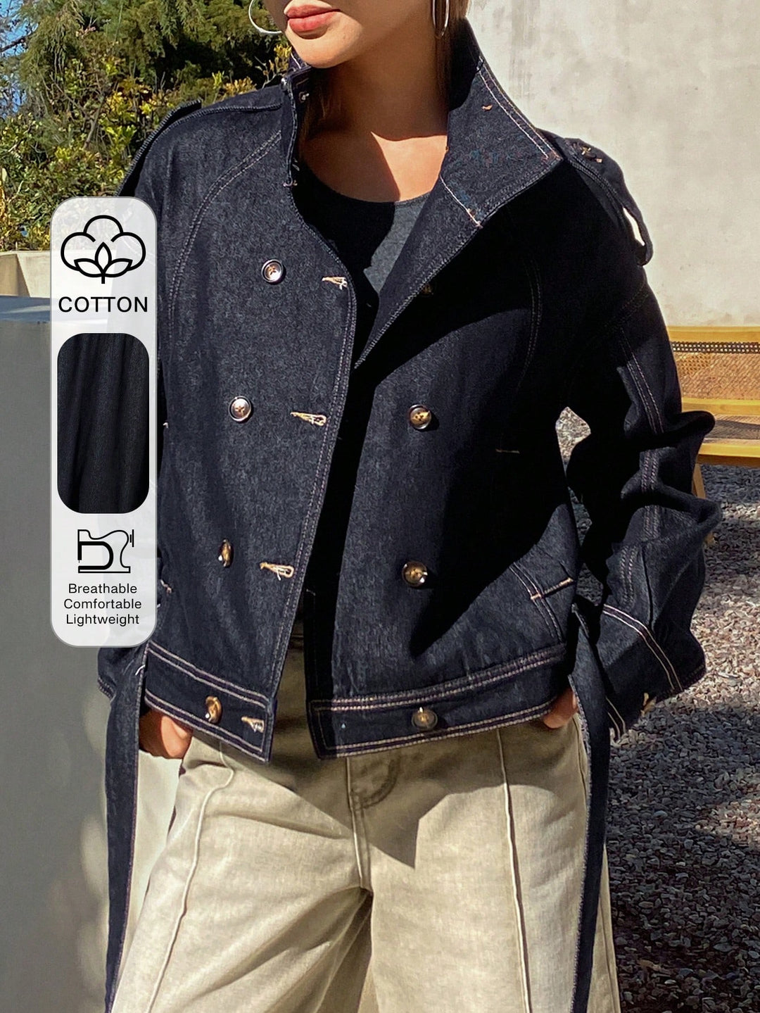Jachetă denim SHEIN, albastru