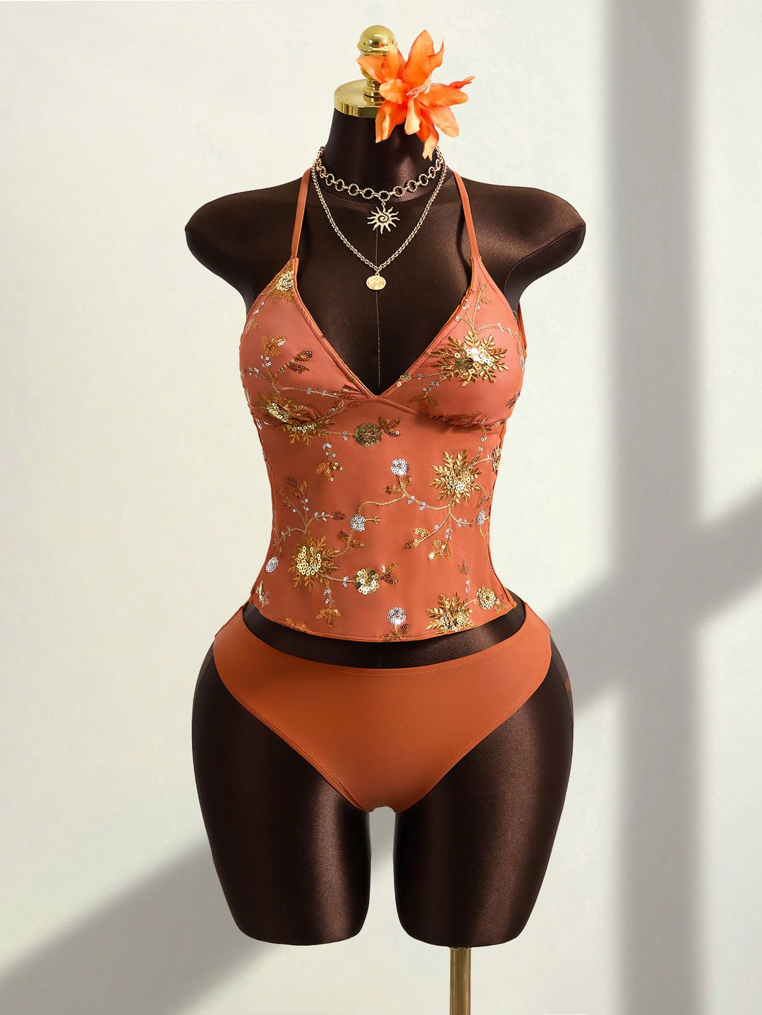 Set bikini SHEIN, portocaliu
