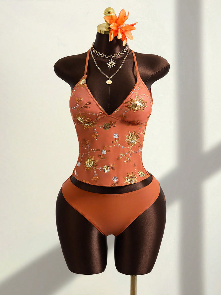 Set bikini SHEIN, portocaliu