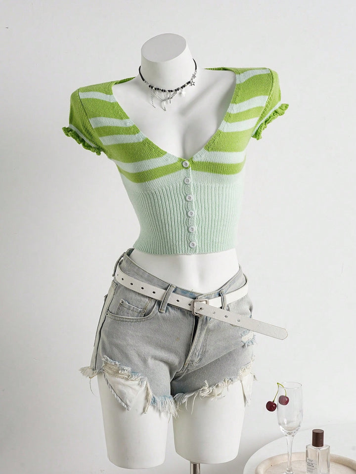 Top tricotat SHEIN, verde