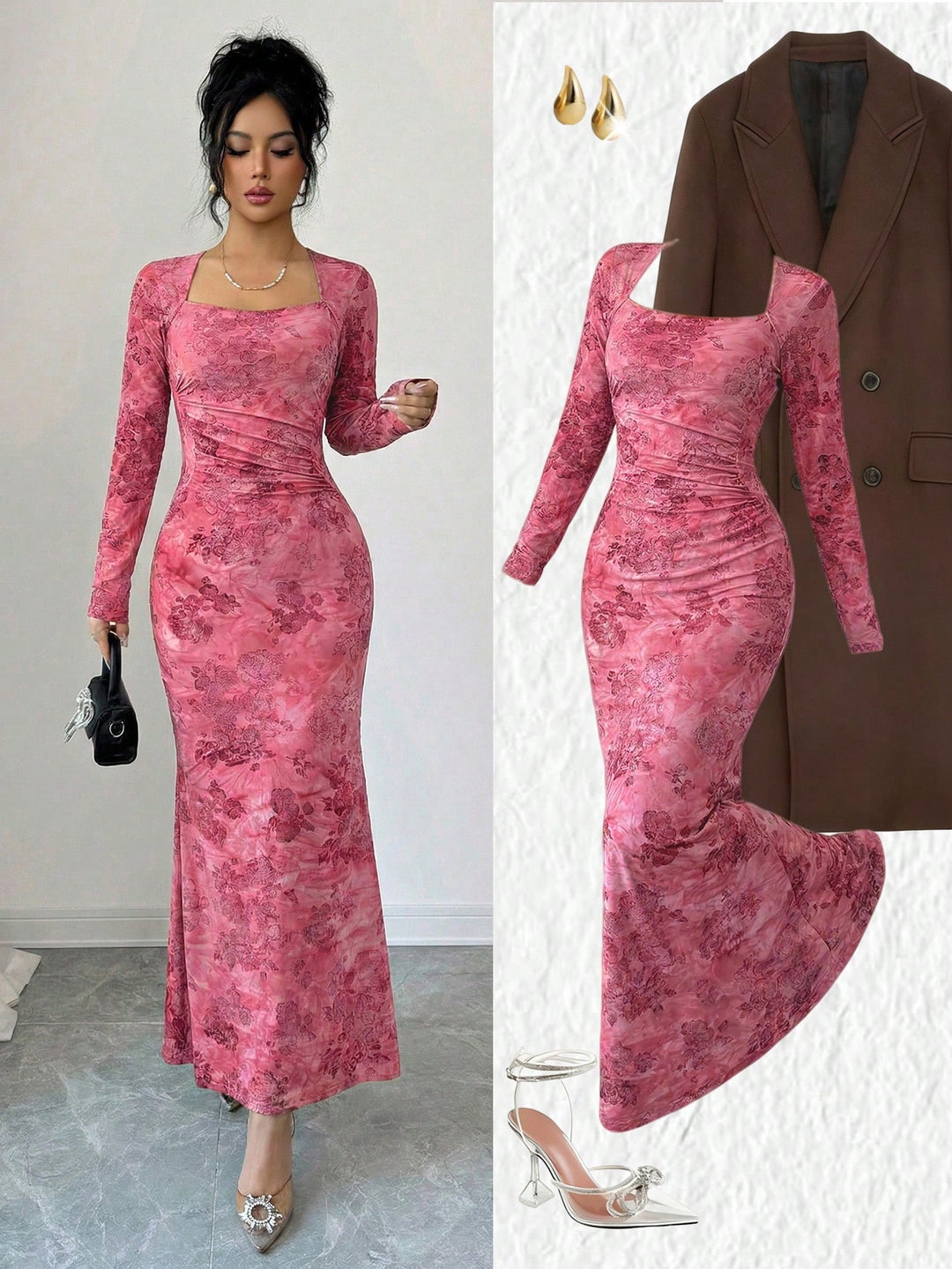Rochie midi SHEIN, mix culori