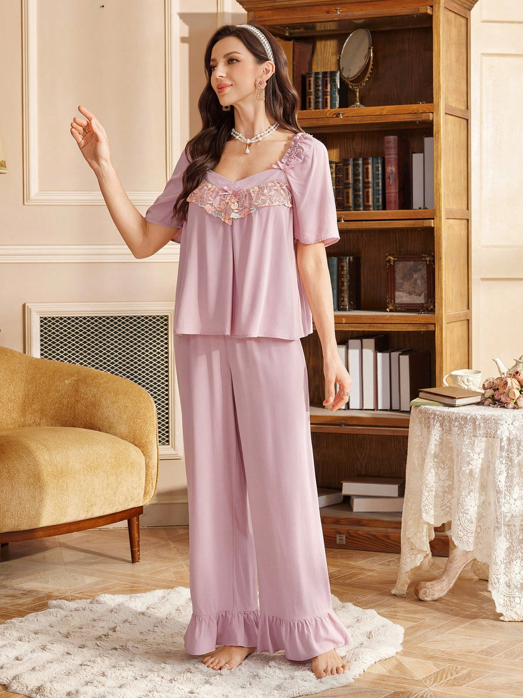 Compleu pijamale SHEIN, mov