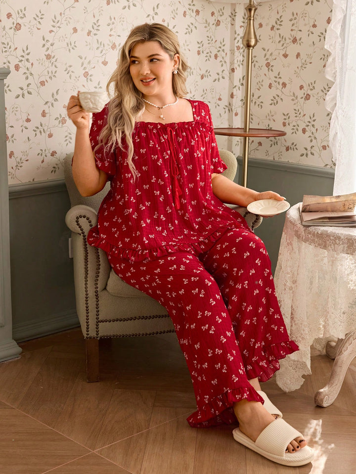 Set pijamale SHEIN, roșu