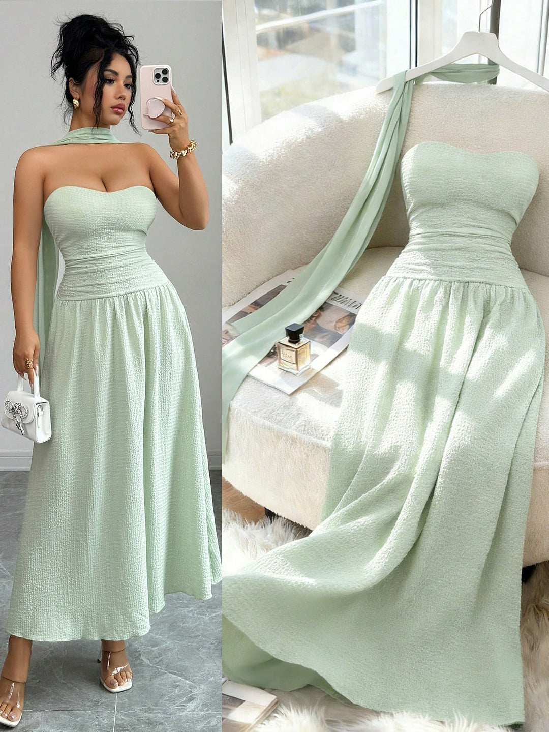 Rochie maxi SHEIN, turcoaz