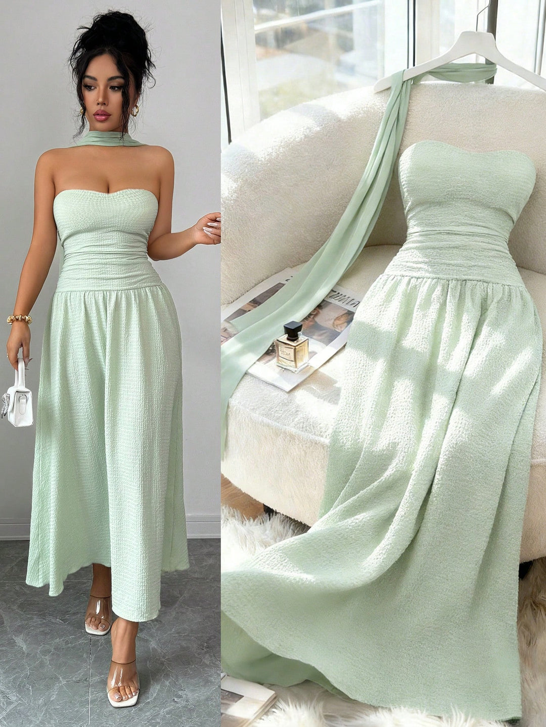 Rochie maxi SHEIN, turcoaz