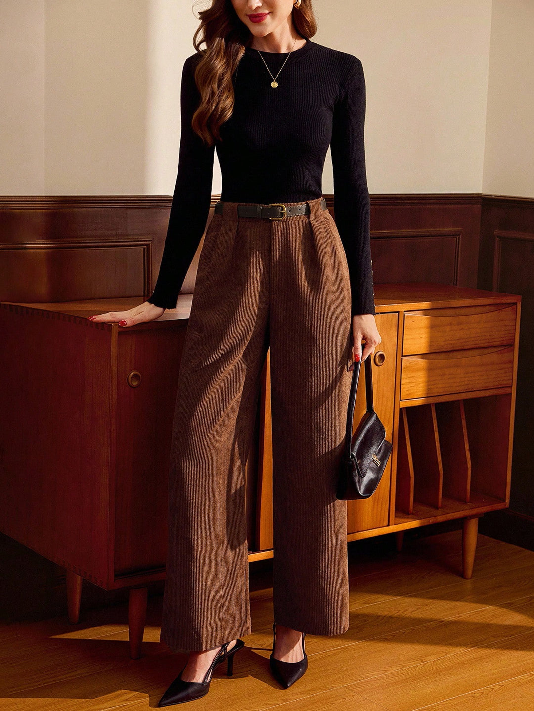 Pantaloni SHEIN, maro