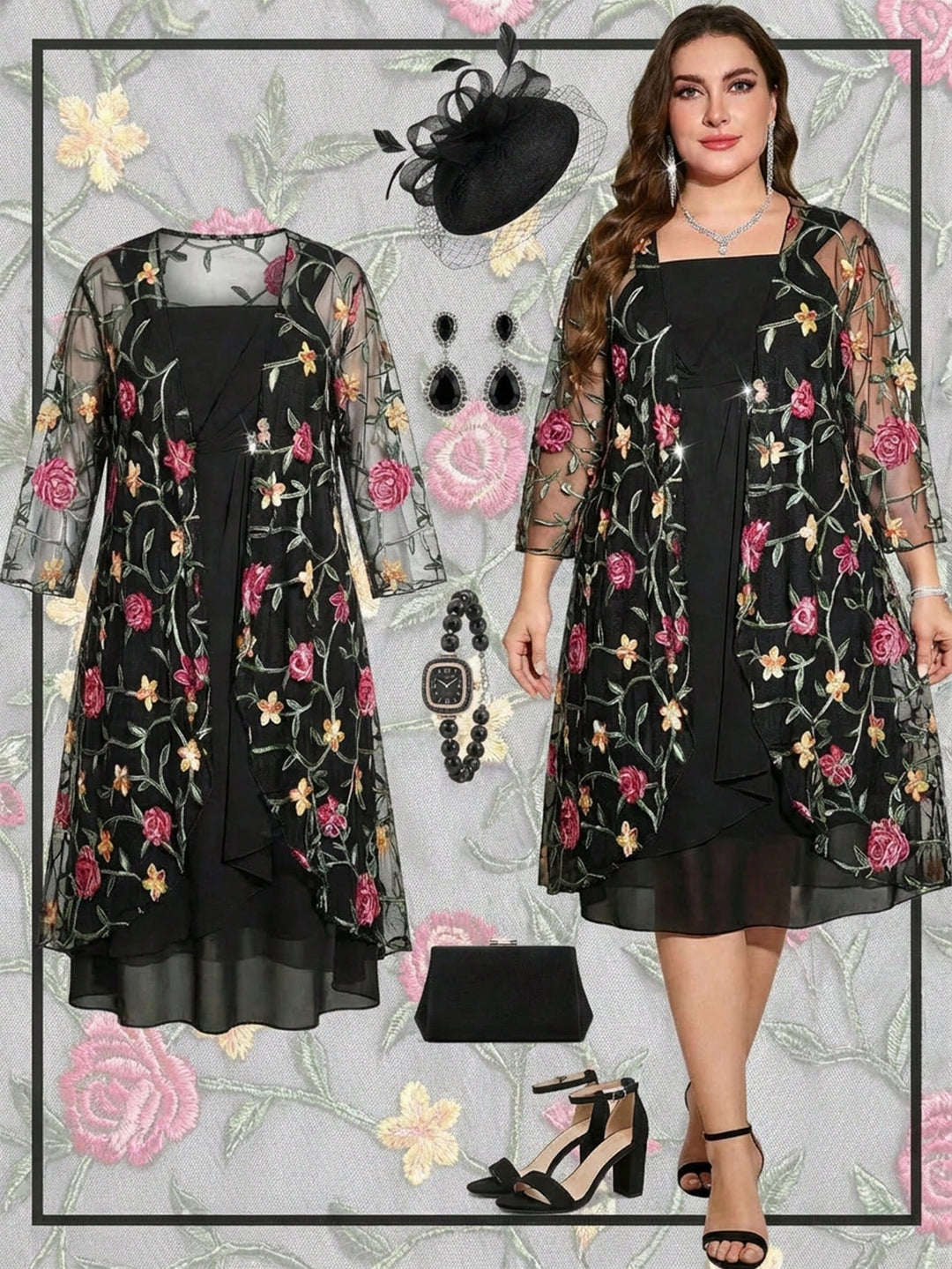 Set rochie și cardigan SHEIN, negru