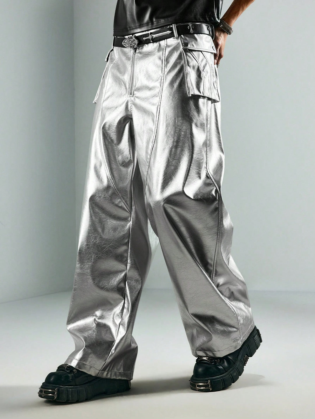 Pantalon SHEIN, argintiu