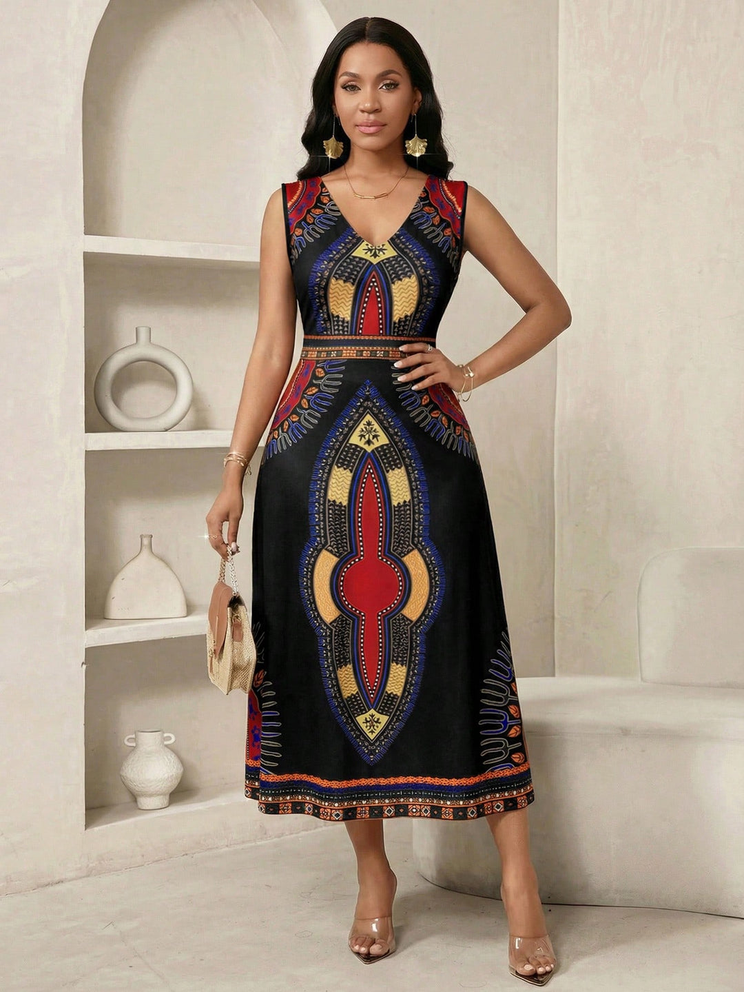 Rochie midi SHEIN, mix culori