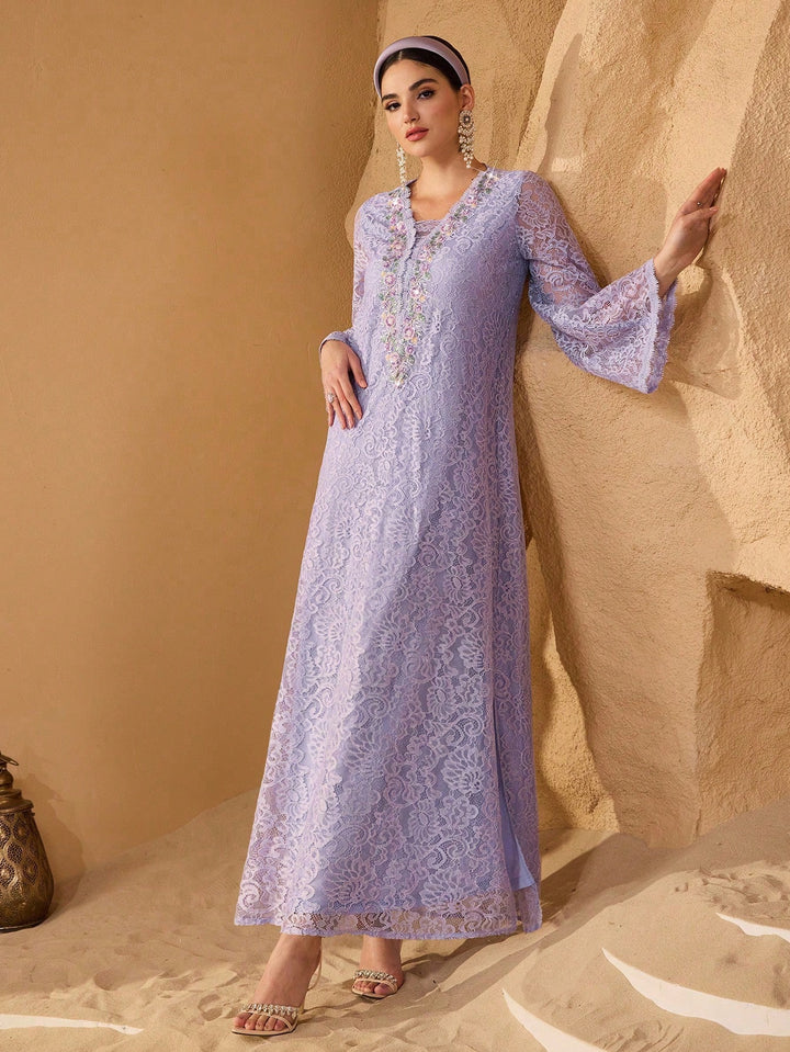 Set caftan și jalabiya SHEIN, mov