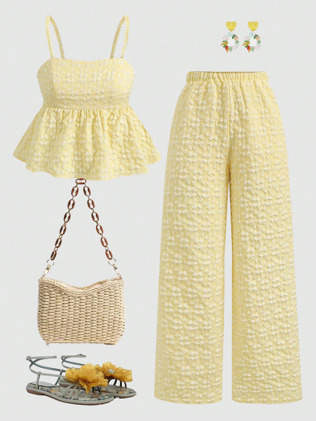 Set de maiou și pantaloni SHEIN, galben