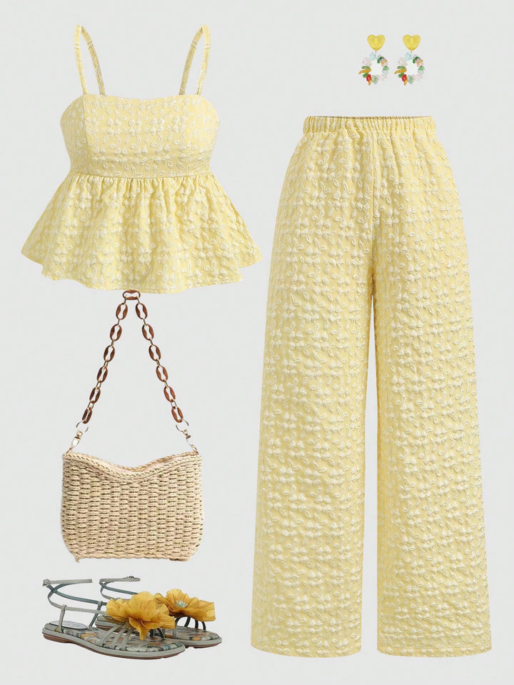 Set de maiou și pantaloni SHEIN, galben