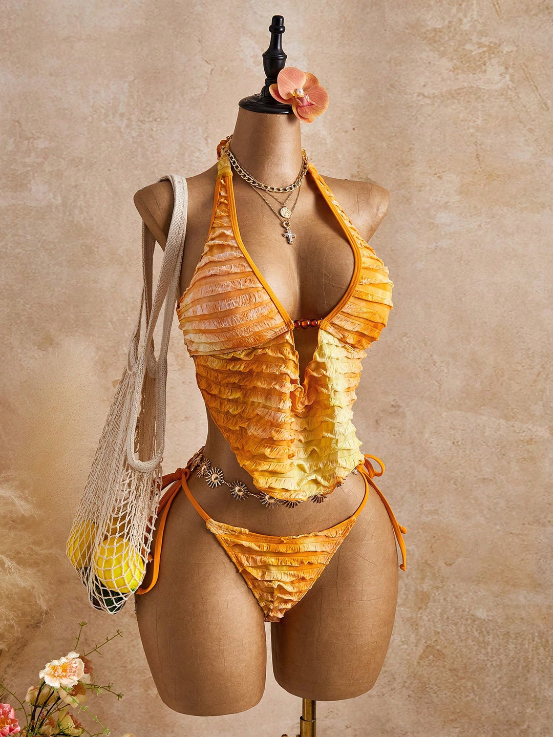 Costum de baie SHEIN, portocaliu