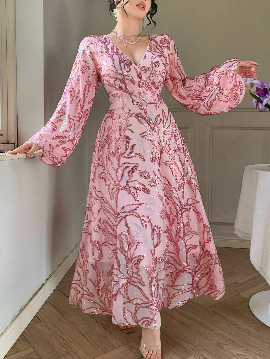 SHEIN maxi ruha, rózsaszín