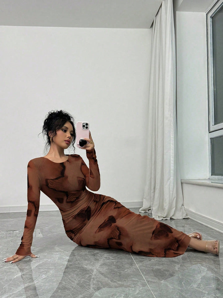 SHEIN maxi ruha, barna