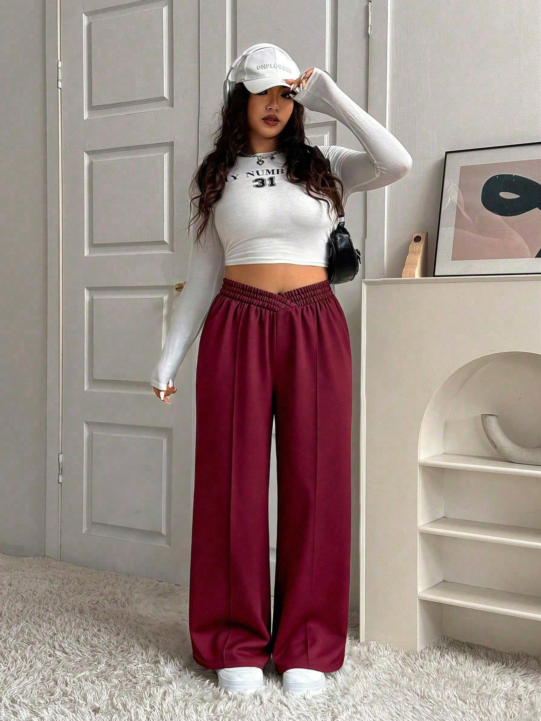 Pantaloni SHEIN, vișiniu