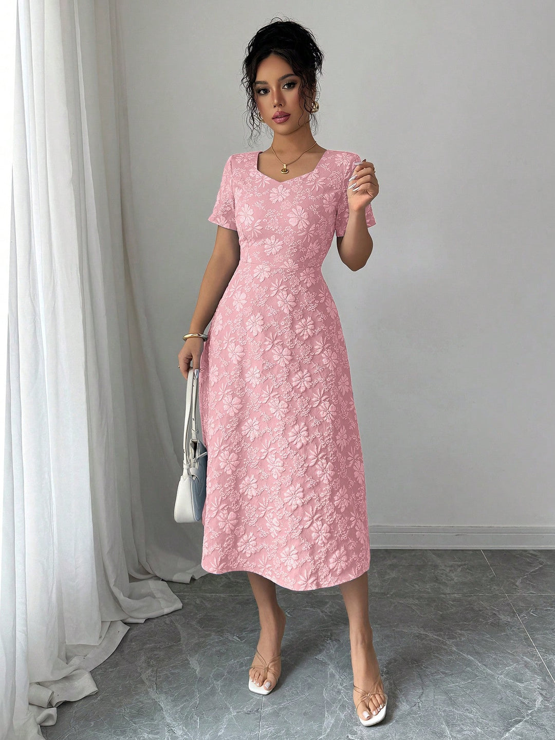 Rochie midi SHEIN, roz